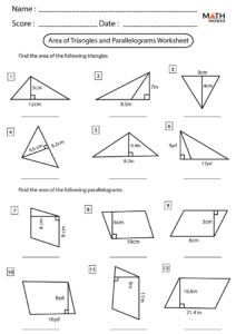 Areas Of Triangles And Quadrilaterals Worksheet Traingleworksheets