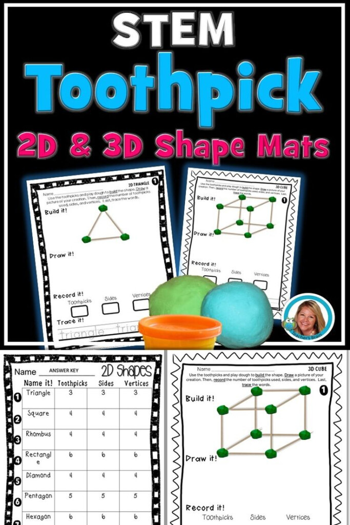 2D And 3D Shapes Are Easy With This STEM Toothpick Challenge Mats 