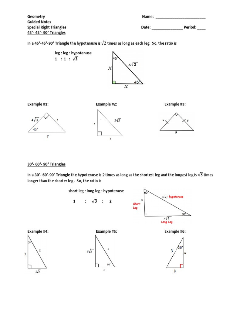 30 30 60 90 Triangles Worksheet Education Template