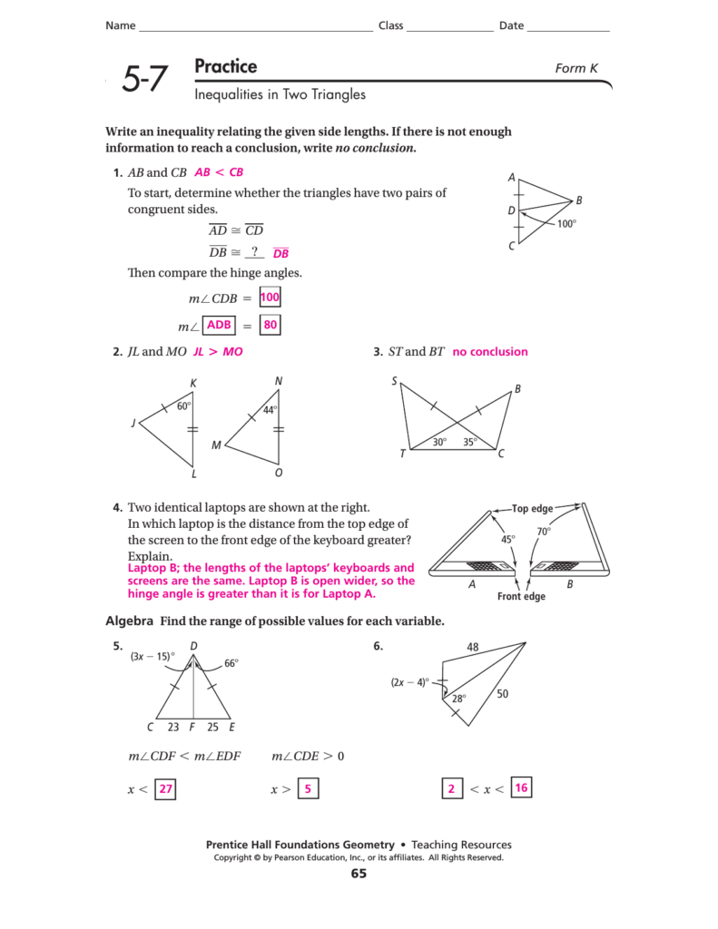 4 5 Isosceles And Equilateral Triangles Worksheet Answers Form G 