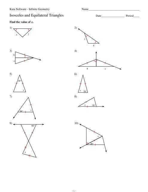 4 5 Isosceles And Equilateral Triangles Worksheet Answers Form G