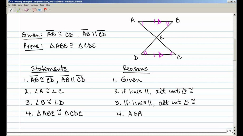 4 5 Proving Triangles Congruent With ASA And AAS YouTube