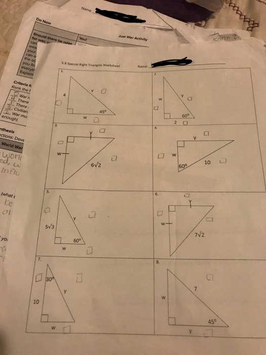 5 8 Special Right Triangles Worksheet Answer Key Thekidsworksheet