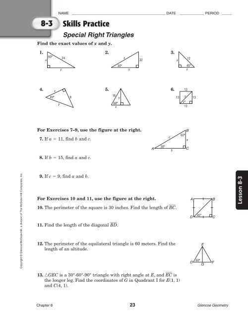 5 8 Special Right Triangles Worksheet Kayra Excel