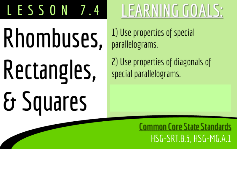 7 4 Rhombuses Rectangles And Squares Ms Zeilstra s Math Classes
