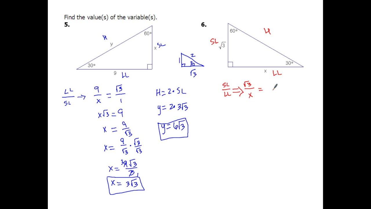 7 4d Solving 30 60 90 Special Right Triangles YouTube