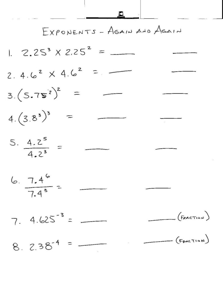 7Th Grade Math Worksheets On Exponents Homeshealth Db excel