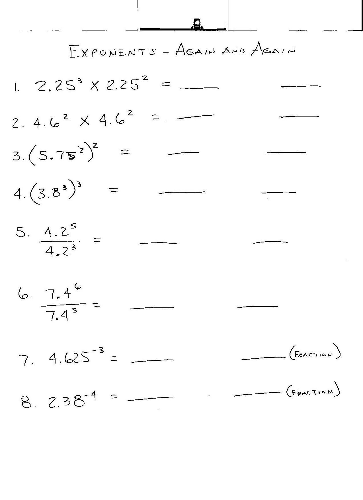 7Th Grade Math Worksheets On Exponents Homeshealth Db excel