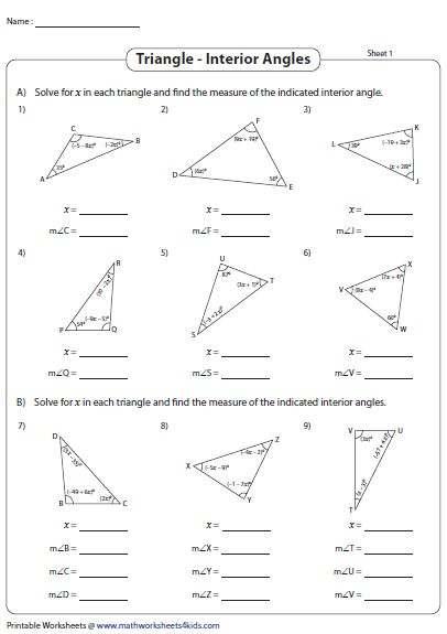 Angles In A Triangle Worksheets Triangle Worksheet Angles Worksheet 