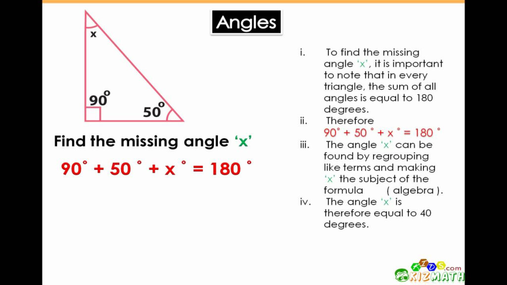 Angles Math Tutorial Finding The Angle Of A Triangle Math For 6th 