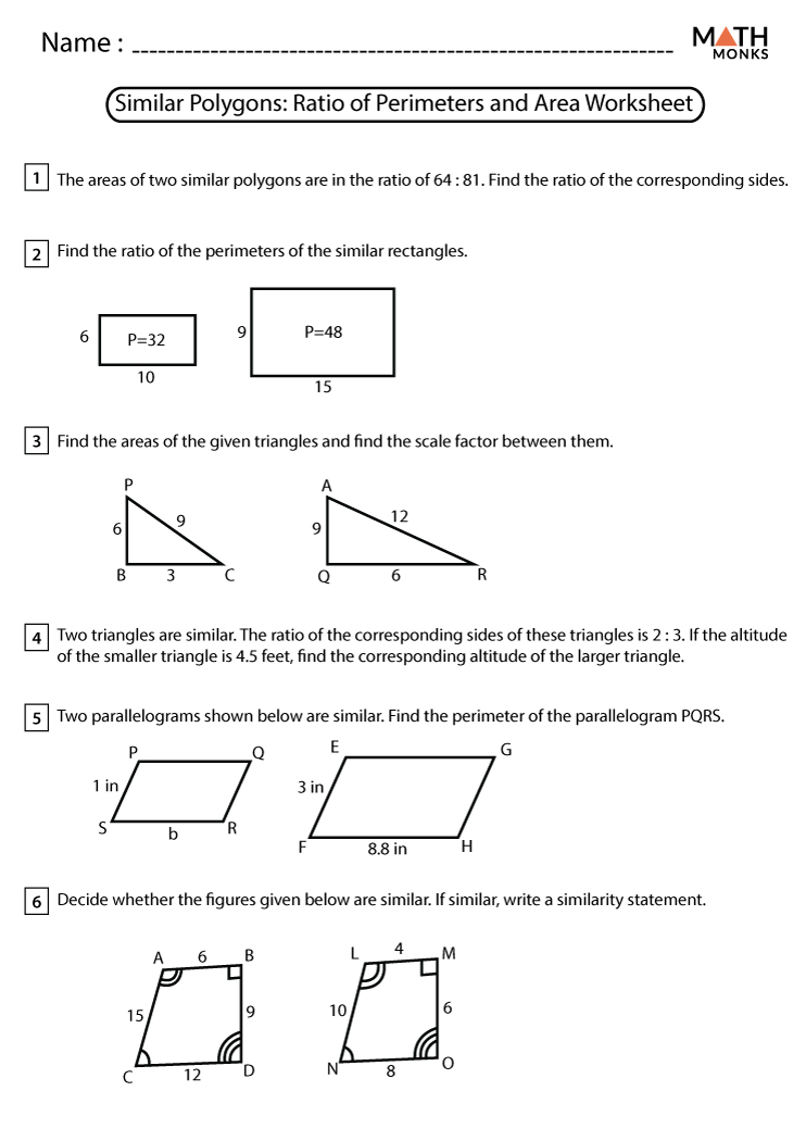 Area And Perimeter Of Polygons Worksheets Math Monks