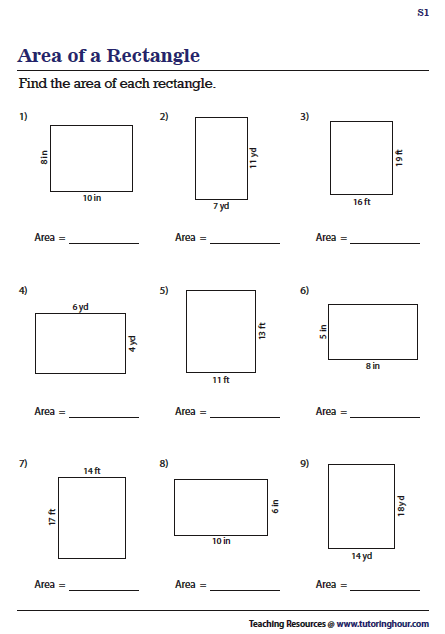 Area Of A Rectangle Worksheets Geometry Worksheets Worksheets 