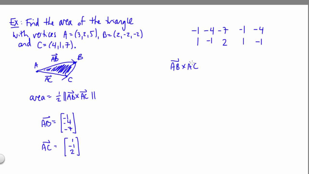 how to find area of triangle given 3 points in 3d