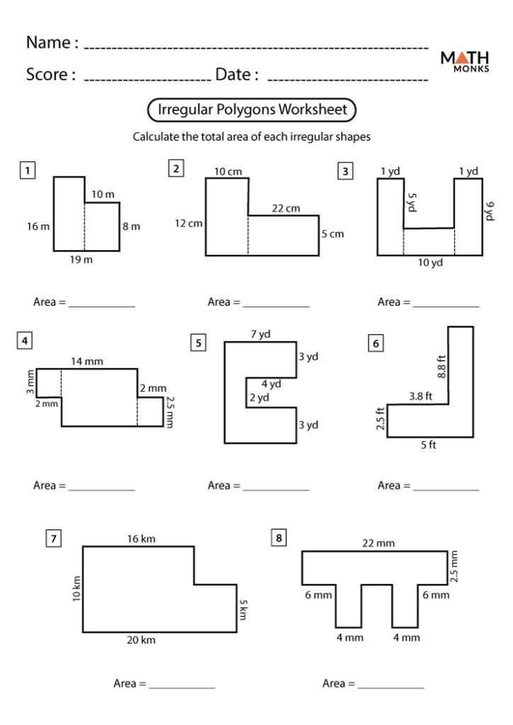 Area Of Polygons Worksheets Math Monks