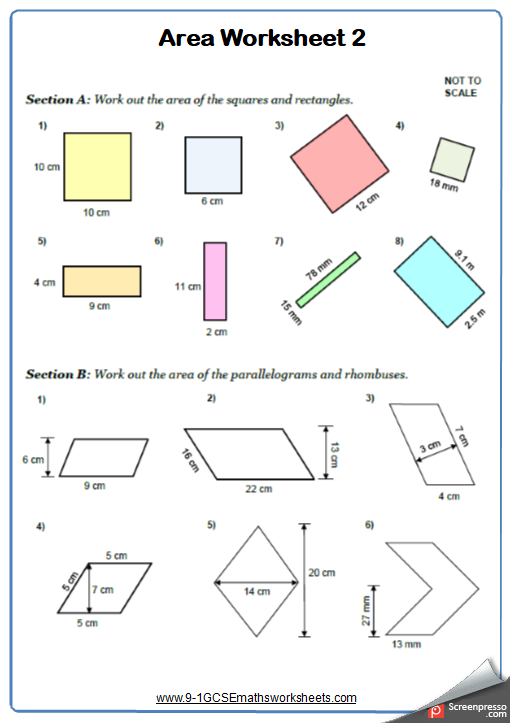 Area Of Quadrilaterals Worksheets Practice Questions And Answers 