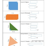 Area Of Squares Rectangles And Triangles Worksheet