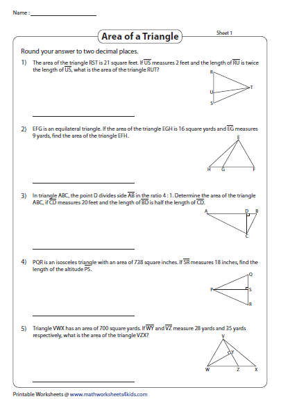 Area Of Triangles Challenging Triangle Worksheet Perimeter Of 