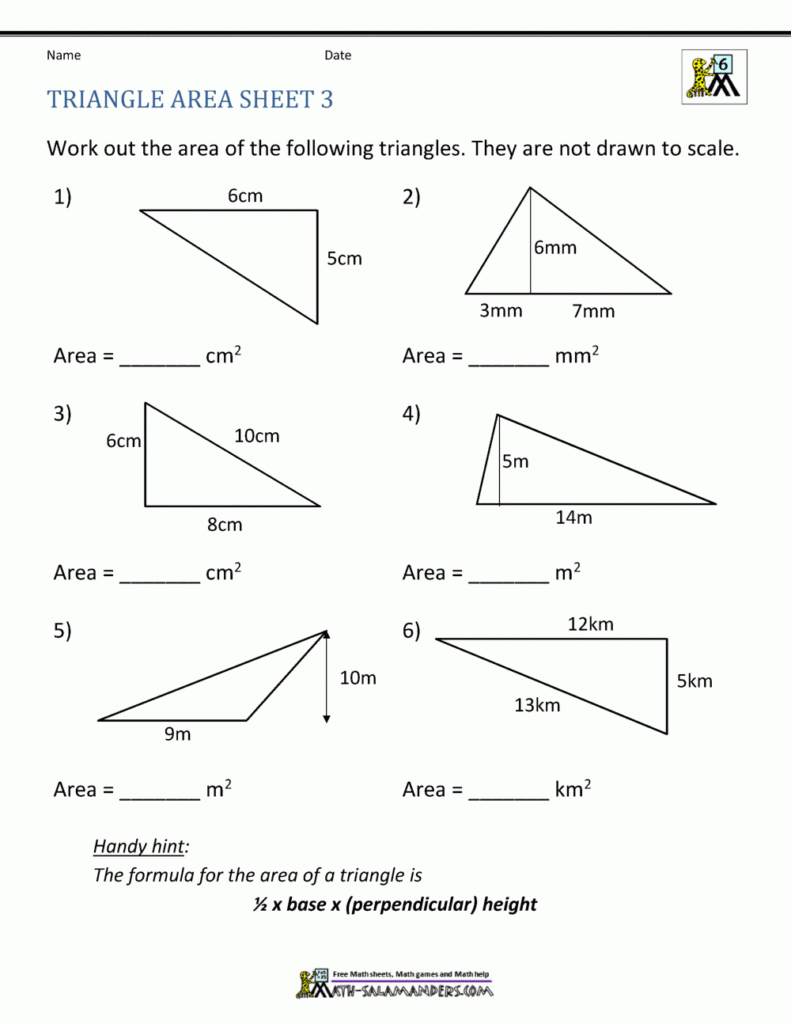 Area worksheets triangle area 3 gif 1000 1294 Triangle Worksheet 