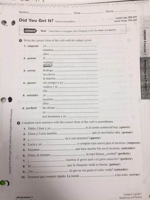 Avancemos 1 Worksheet Answers Awesome Spanish 1 Mp1 Worksheets 