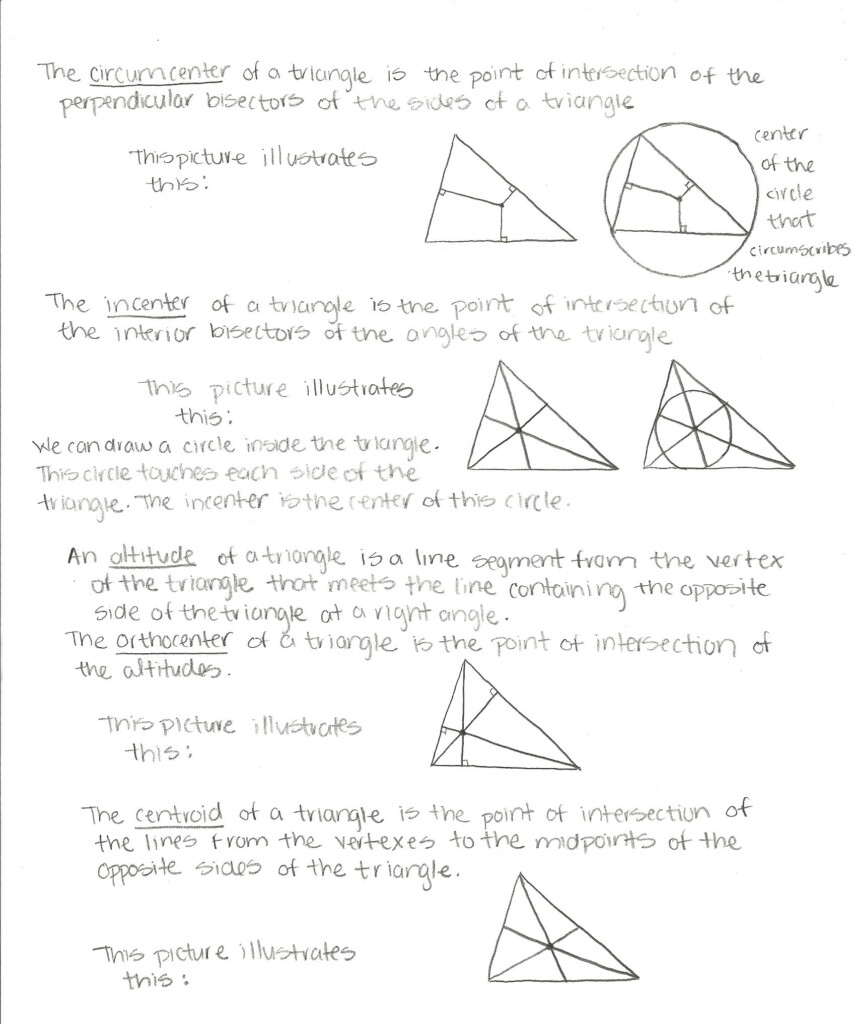 Bisectors Of Triangles Worksheet