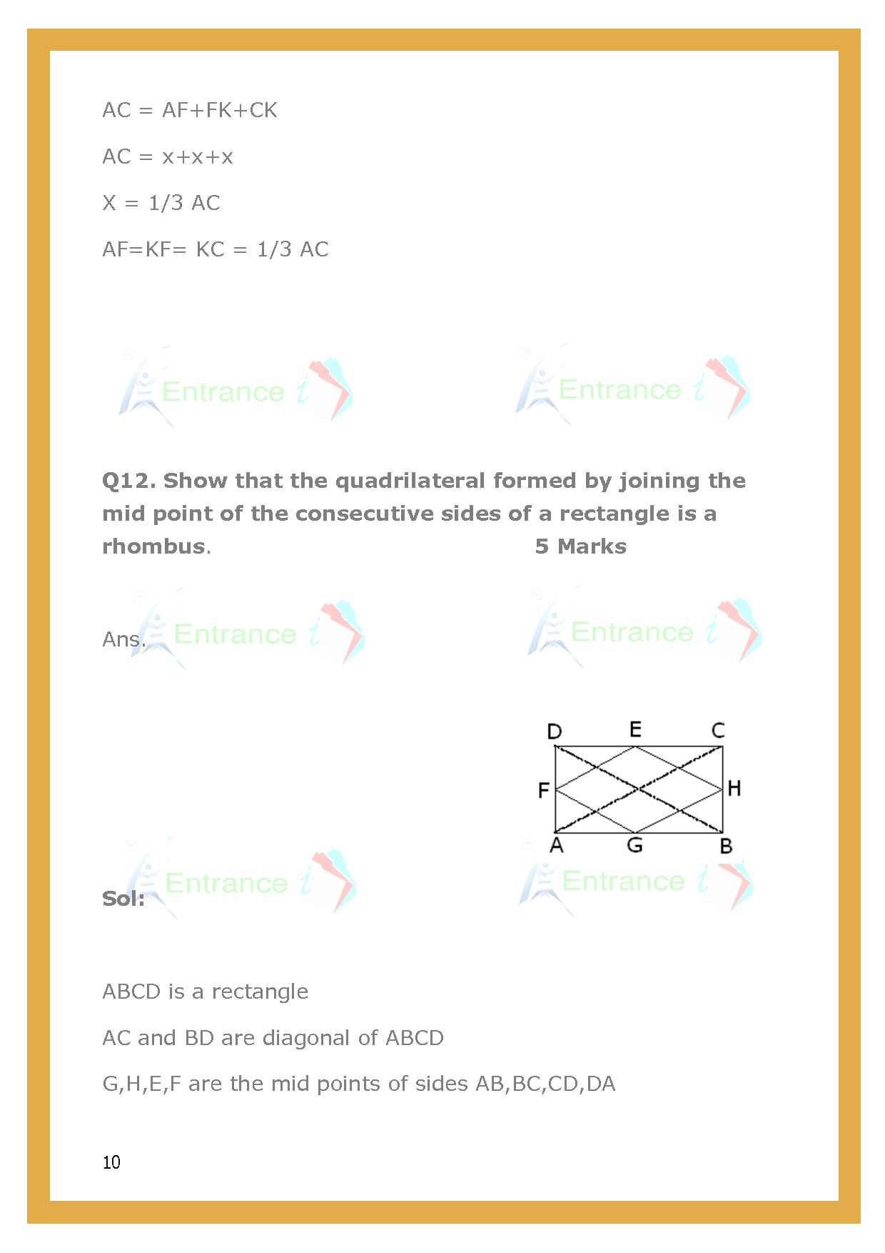 CBSE Important Questions For Class 9 Maths Chapter 8 Quadrilaterals