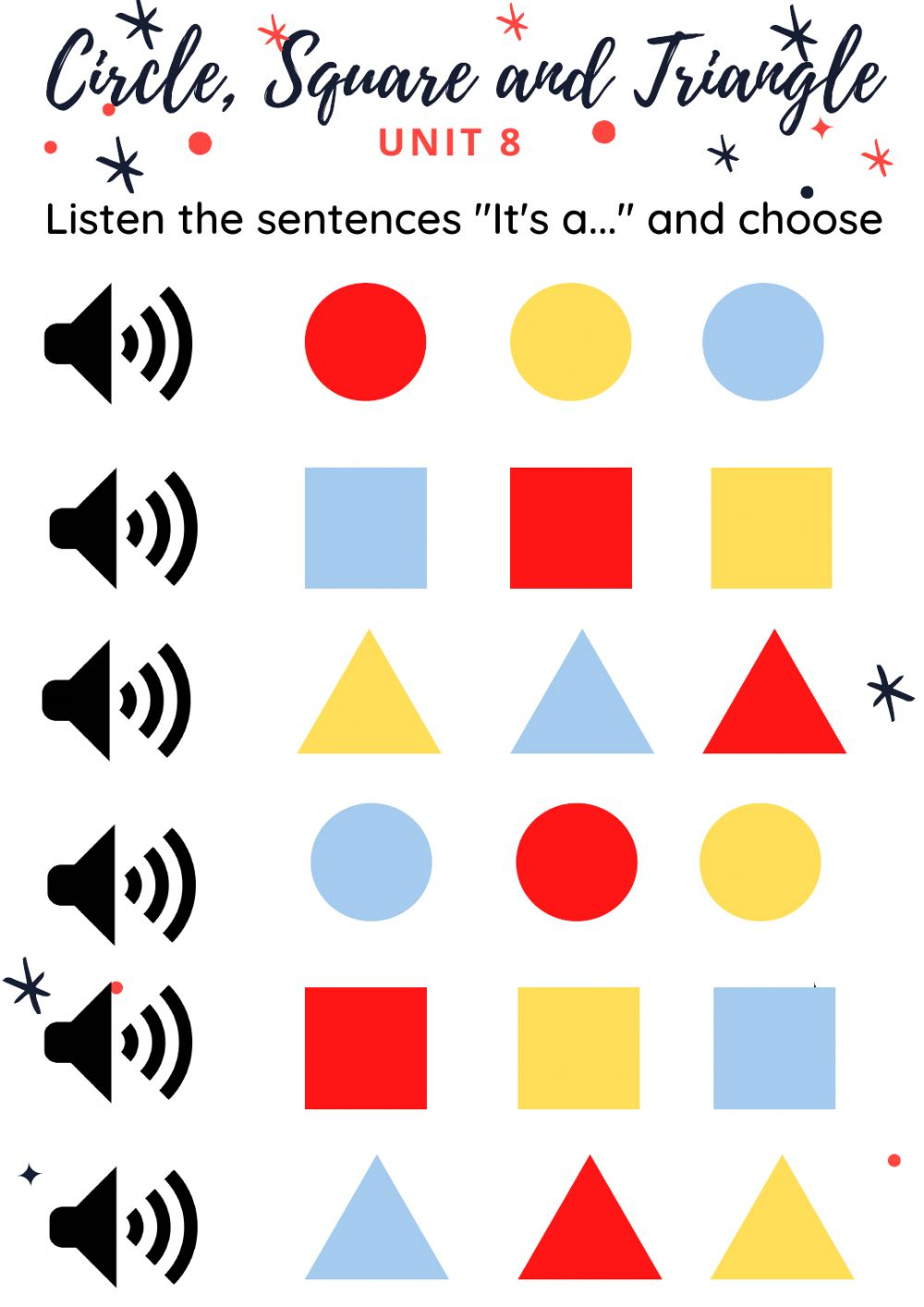 Circle Square Triangle And Colors Worksheet