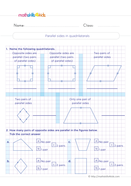 Classifying Triangles Worksheets Grade 4 Properties Of Quadrilateral 