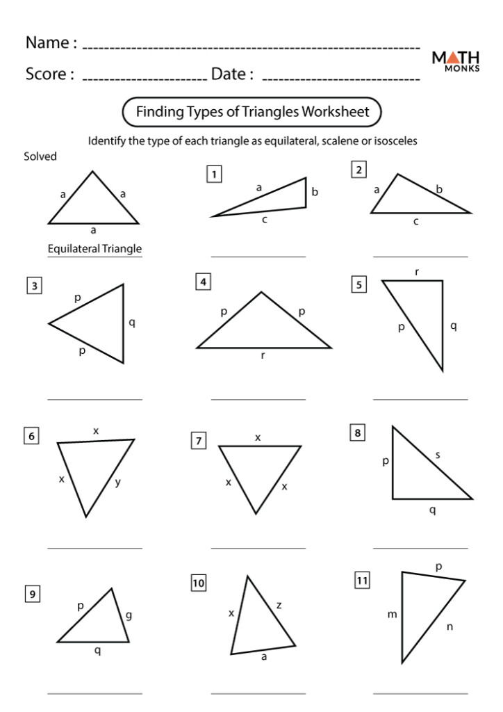 Classifying Triangles Worksheets Math Monks