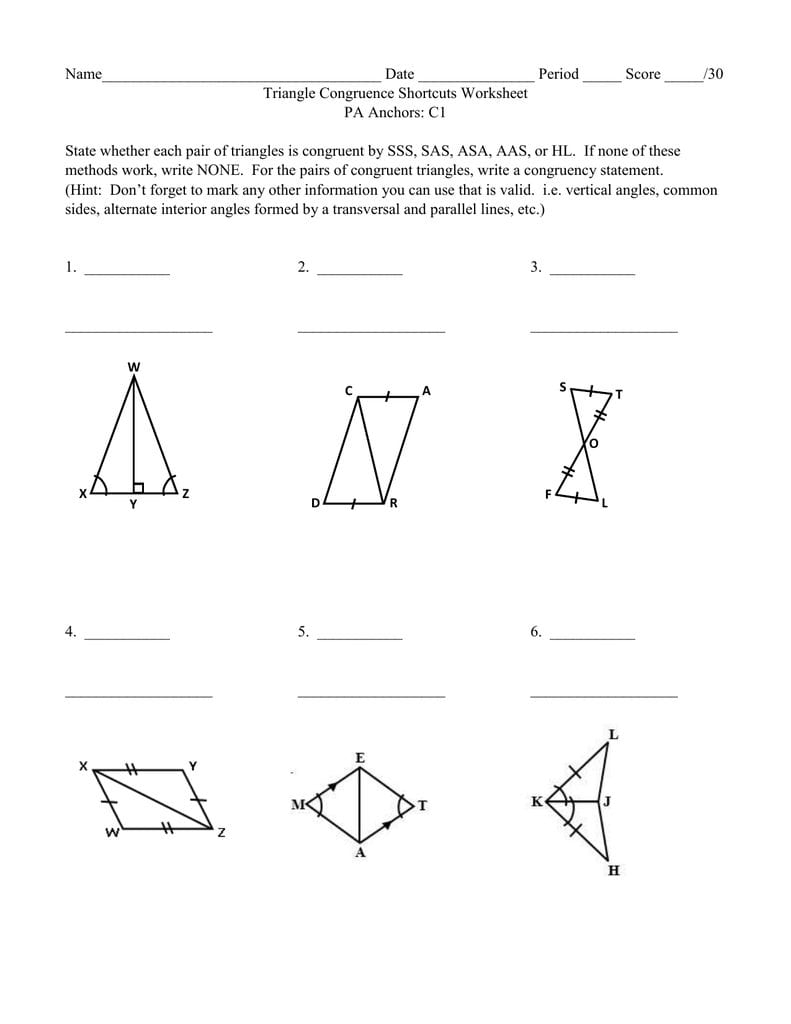 Congruent Triangle Worksheet 2 Answers Villardigital Library For