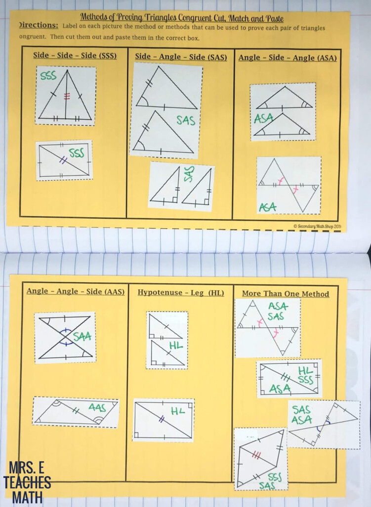 Congruent Triangles INB Pages Mrs E Teaches Math