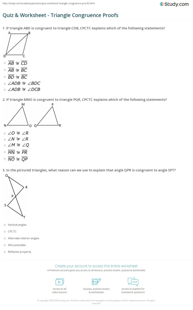 Congruent Triangles Proofs Worksheet Answers Worksheet List