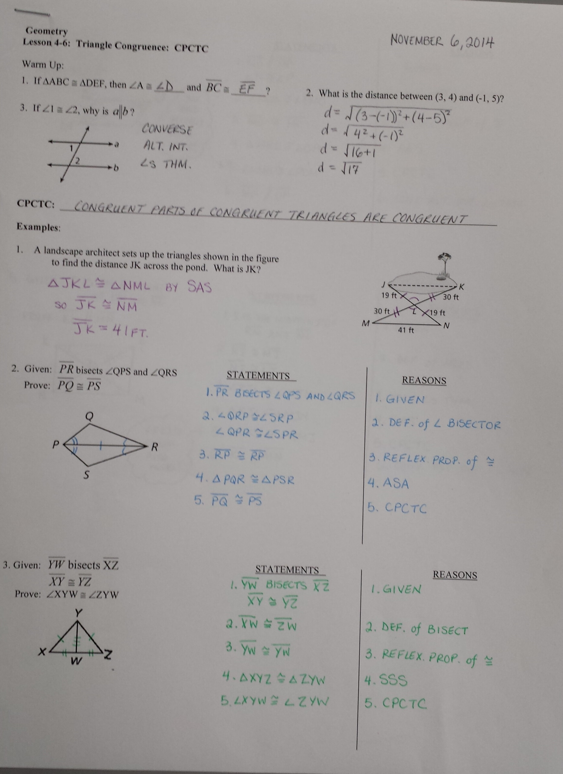 Congruent Triangles Worksheet Answer Key