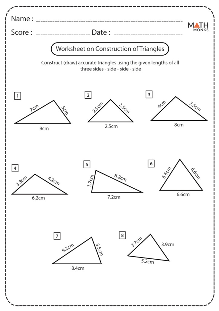 Constructing Triangles Worksheets Math Monks