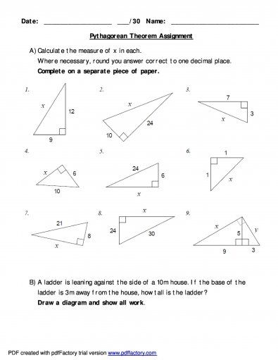 Download Pythagorean Theorem 30 Pythagorean Theorem Worksheet 