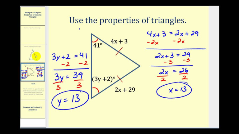 Examples Using The Properties Of Isosceles Triangles To Determine 3595