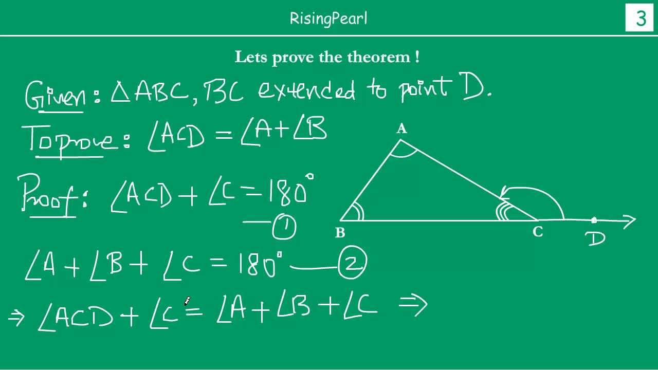 Exterior Angle Equals Sum Of Two Interior Opposite Angles Theorem 