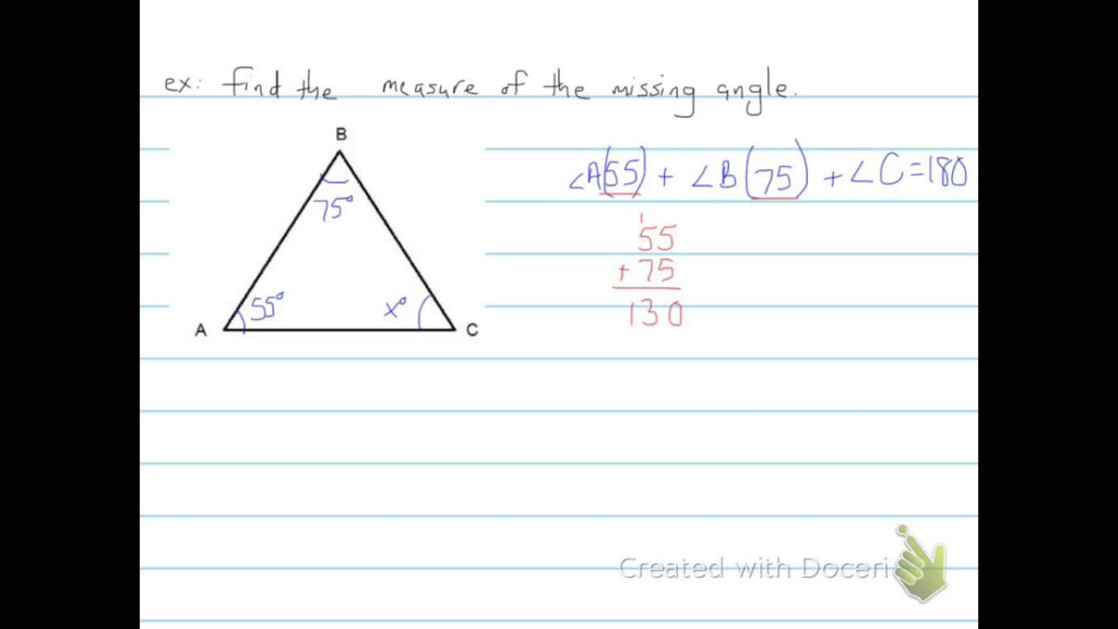 Finding The Missing Angle In A Triangle 6th Grade YouTube