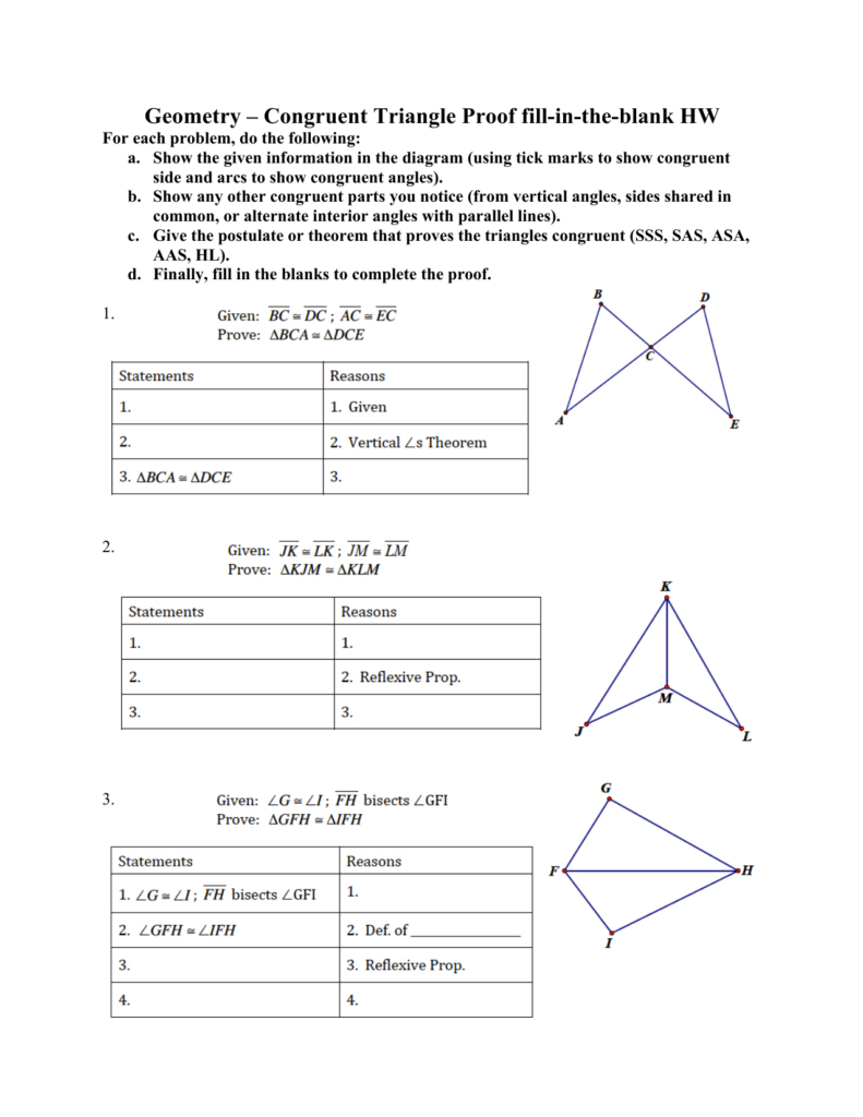 Geometry Congruent Triangle Proof Fillintheblank Db excel