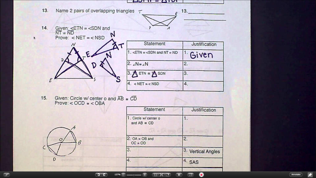 Geometry Worksheet Congruent Triangles Answers
