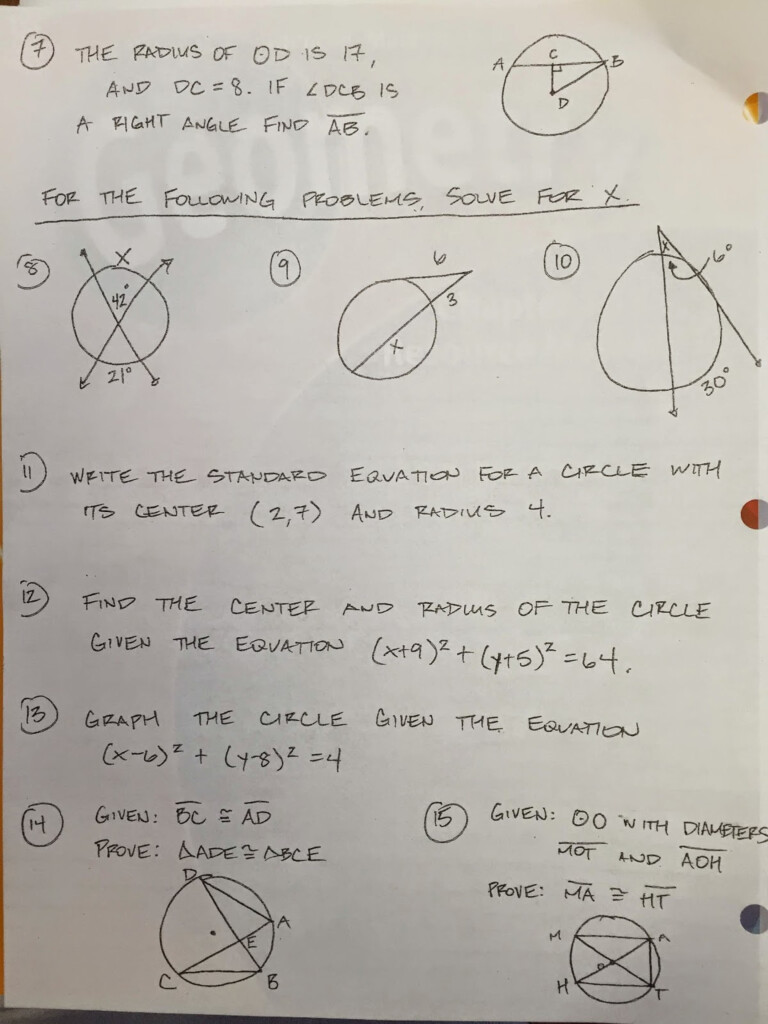 Honors Geometry Vintage High School Chapter 10 Practice Test And 