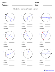 Identify Circle Radius And Diameter Worksheets Geometry Worksheets ...