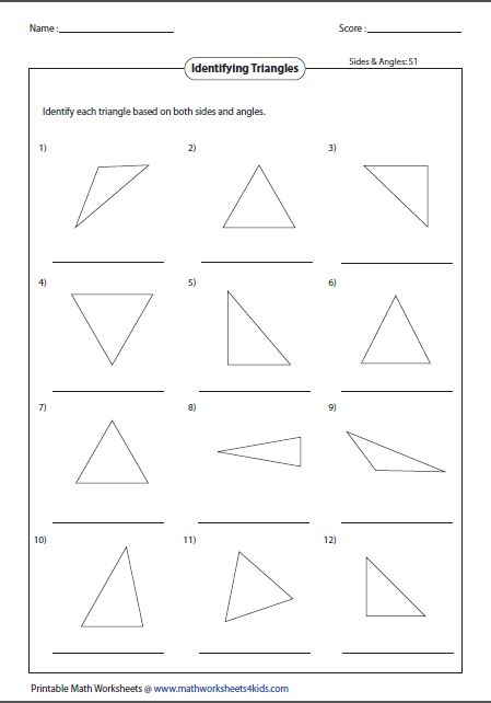 Identifying Types Of Triangles Matemania Pinterest Triangle Worksheet 