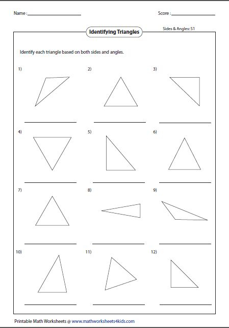 Identifying Types Of Triangles Matemania Pinterest Triangle Worksheet