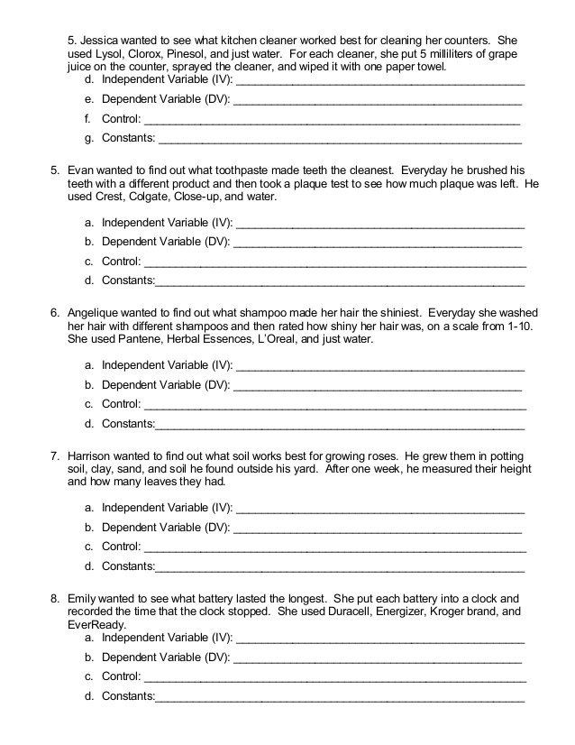 Independent And Dependent Variables Worksheet Weblogs Worksheet 