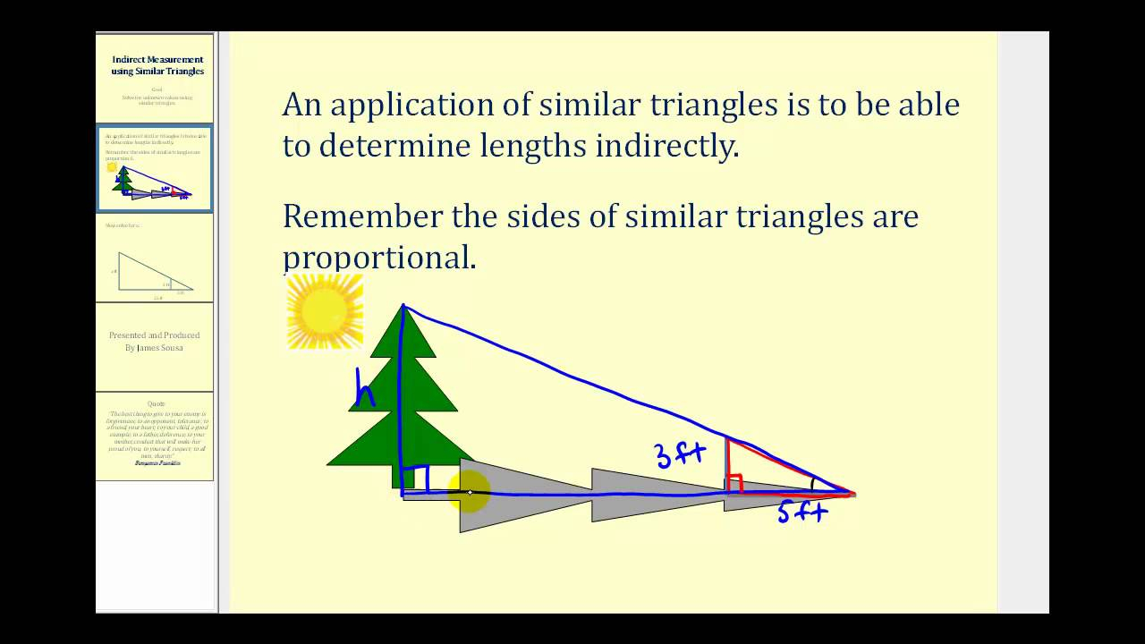 Indirect Measurement Using Similar Triangles YouTube