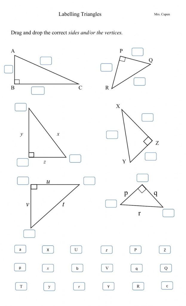 Labelling The Sides And Vertices Of Triangles Worksheet