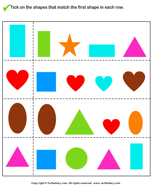 Matching Similar Shapes Turtle Diary Worksheet