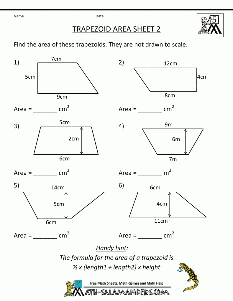 Math worksheets printable trapezoid area 2 gif 790 1022 Pixels Math 