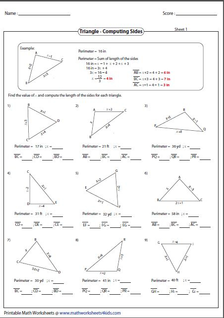 Missing Sides With Images Triangle Worksheet Triangle Angles 