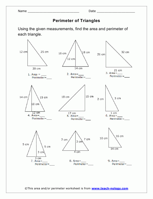 Perimeter Of Triangles